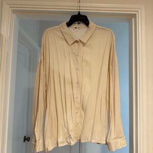Oversized  Cream Button Down Shirt for Women